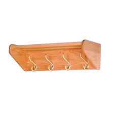 Solid Oak Coat Rack with 4 Brass hooks and Hat Rack with 2 Oak bars