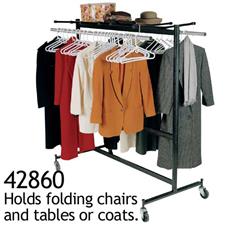 Folding Table and Chair Caddy with Coat Rack