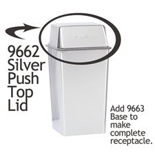 36 Gallon Stainless Steel Push Top Lid