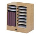 Table Top Wood Literature Organizer - 14 Pockets