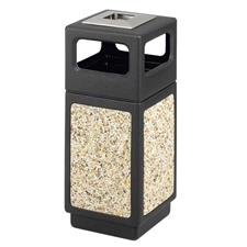 15 Gallon Pebbled Outdoor Trash Can with Outdoor Ashtray