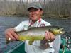 ron wong holds brown trout caught with bass fishing jerkbaits