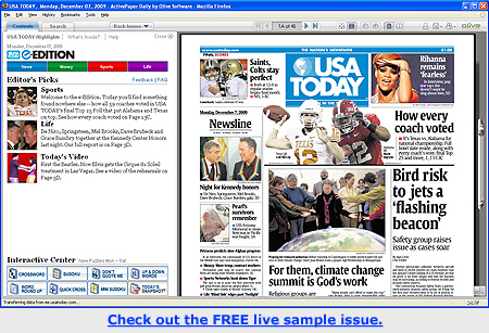 Check out the USA TODAY e-Edition Live Sample