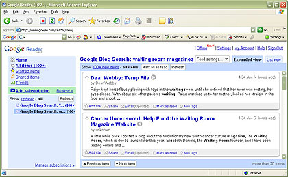 Google Reader Screenshot