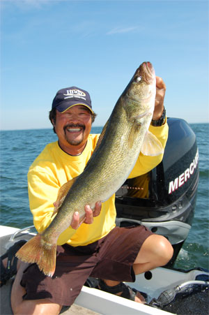 Boat control is the key to staying on big walleyes like this one caught by Ted.
