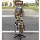 Overlap Rotating Wire Magazine Rack, Heavy-duty Base - 32 narrow pockets