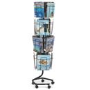 Mobile Rotating Wire Magazine Rack and Literature Display - 16 pockets