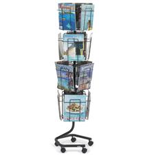 Mobile Rotating Wire Magazine Rack and Literature Display - 16 pockets