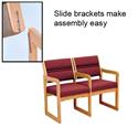 Upholstered 2-seat office reception furniture sofa with arms and sled base.